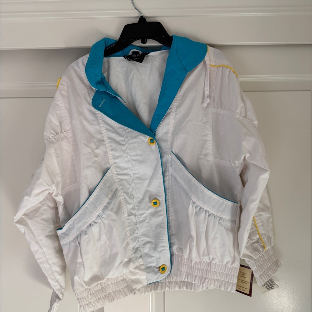 Vintage White and Blue Button-Up Jacket